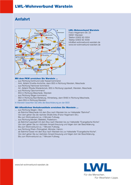 LWL-Wohnverbund Warstein Anfahrt
