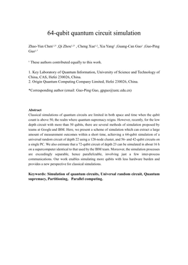 64-Qubit Quantum Circuit Simulation