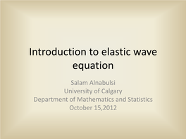 Elastic Wave Equation