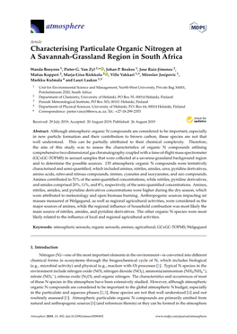 Characterising Particulate Organic Nitrogen at a Savannah-Grassland Region in South Africa