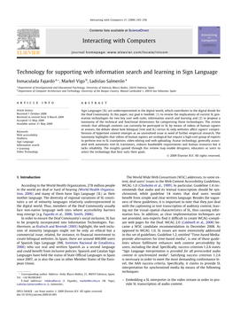 Technology for Supporting Web Information Search and Learning in Sign Language