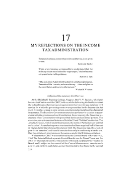 My Reflections on the Income Tax Administration