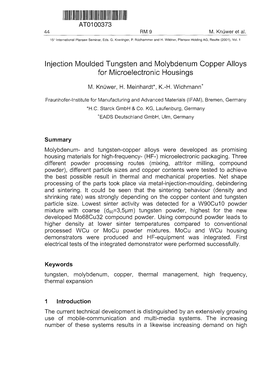 Injection Moulded Tungsten and Molybdenum Copper Alloys for Microelectronic Housings