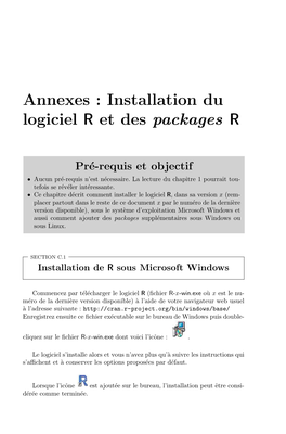 Annexes : Installation Du Logiciel R Et Des Packages R