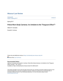 Police-Worn Body Cameras: an Antidote to the “Ferguson Effect”?