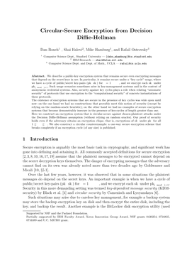 Circular-Secure Encryption from Decision Diffie-Hellman