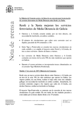 Renfe Y La Xunta Mejoran Los Servicios Ferroviarios De Media Distancia De Galicia