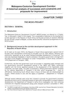 The Mabopane-Centurion Development Corridor: a Historical Analysis of Successes and Constraints and Proposals for Improvement