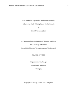 Running Head: EXERCISE DEPENDENCE SUBTYPES 1