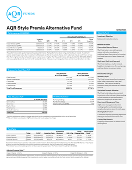 AQR Style Premia Alternative Fund 6/30/2021