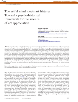 Toward a Psycho-Historical Framework for the Science of Art Appreciation