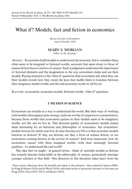 Models, Fact and Fiction in Economics