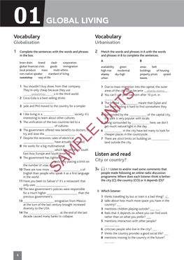 GLOBAL LIVING Vocabulary Vocabulary Globalisation Urbanisation