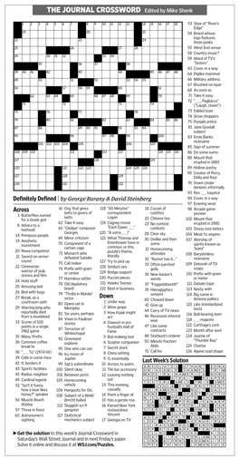 THE JOURNAL CROSSWORD Edited by Mike Shenk