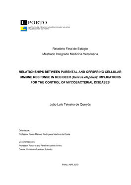 Relatório Final De Estágio Mestrado Integrado Medicina Veterinária