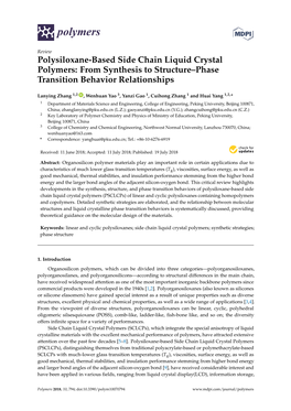 Polysiloxane-Based Side Chain Liquid Crystal Polymers: from Synthesis to Structure–Phase Transition Behavior Relationships