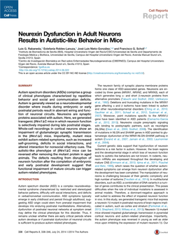 Neurexin Dysfunction in Adult Neurons Results in Autistic-Like Behavior in Mice