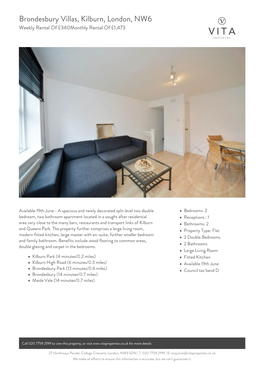 Brondesbury Villas, Kilburn, London, NW6 Weekly Rental of £340Monthly Rental of £1,473