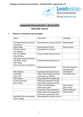 Leadership Gloucestershire – 26 July 2018 Ebley Mill, Stroud