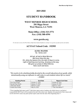 Student Handbook 2021-2022