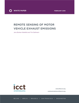 Remote Sensing of Motor Vehicle Exhaust Emissions