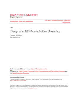 Design of an ISDN Central Office, U-Interface Timothy N