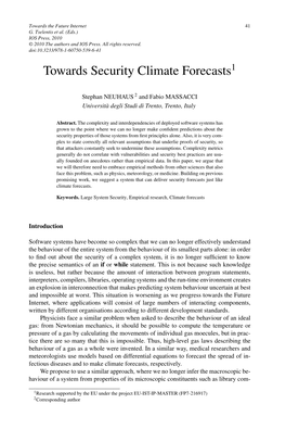 Towards Security Climate Forecasts1