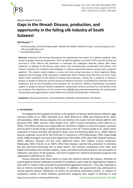 Gaps in the Thread: Disease, Production, and Opportunity in the Failing Silk Industry of South Sulawesi