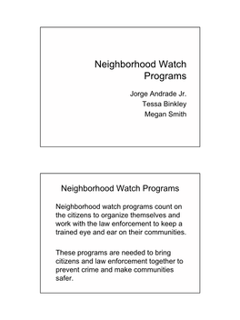 Neighborhood Watch Programs