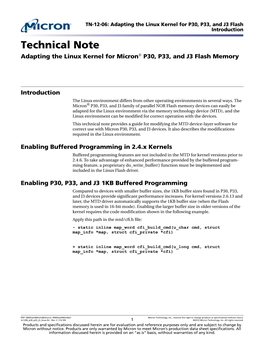 Adapting the Linux Kernel for Micron® P30, P33, and J3 Flash Memory