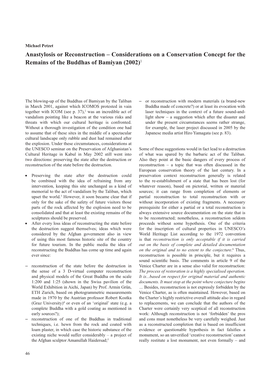 Anastylosis Or Reconstruction – Considerations on a Conservation Concept for the Remains of the Buddhas of Bamiyan (2002)1