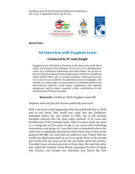 An Interview with Vaughan Le View with Vaughan Lewis