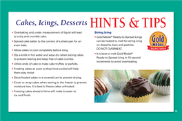Cakes, Icings, Desserts HINTS & TIPS