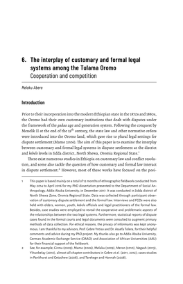 6. the Interplay of Customary and Formal Legal Systems Among the Tulama Oromo Cooperation and Competition