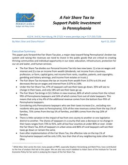 A Fair Share Tax to Support Public Investment in Pennsylvania