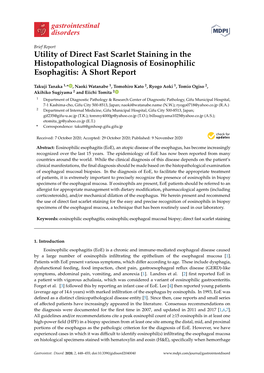 Utility of Direct Fast Scarlet Staining in the Histopathological Diagnosis of Eosinophilic Esophagitis: a Short Report