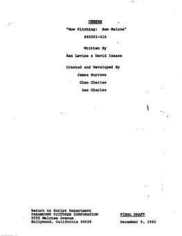 •Now Pitcbincj: Sam Malone• Written by Ken Levine, David Isaacs