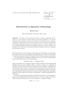 Introduction to Quantum Cohomology