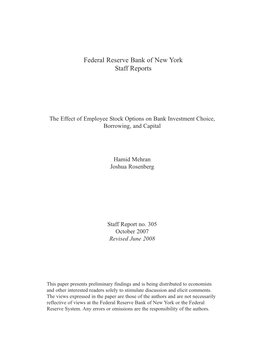 The Effect of Employee Stock Options on Bank Investment Choice, Borrowing, and Capital