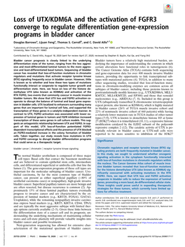 Loss of UTX/KDM6A and the Activation of FGFR3 Converge to Regulate Differentiation Gene-Expression Programs in Bladder Cancer