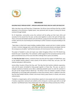 Press Release Building Peace Through Sport