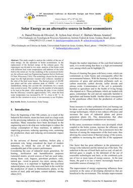 Solar Energy As an Alternative Source in Boiler Economizers