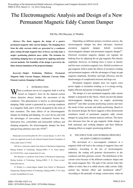 The Electromagnetic Analysis and Design of a New Permanent Magnetic Eddy Current Damper