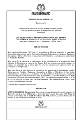 RESOLUCIÓN No. 0295 DE 2019 ( Septiembre 05 )