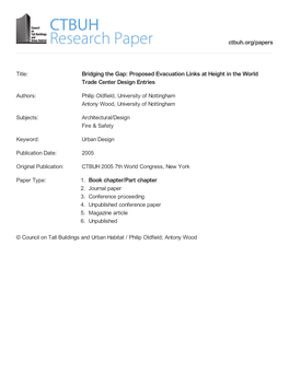 Proposed Evacuation Links at Height in the World Trade Center Design Entries