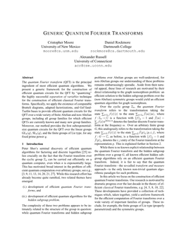 Generic Quantum Fourier Transforms