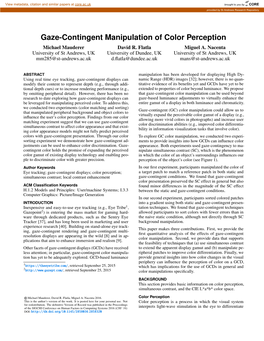 Gaze-Contingent Manipulation of Color Perception Michael Mauderer David R