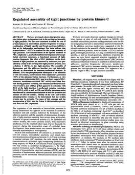 Regulated Assembly of Tight Junctions by Protein Kinase C ROBERT 0