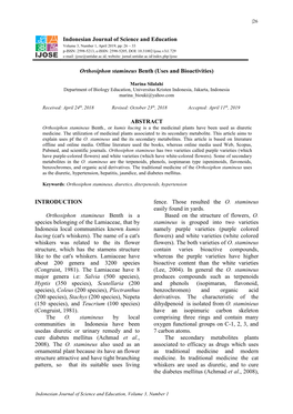 Indonesian Journal of Science and Education Orthosiphon Stamineus Benth