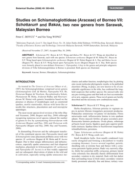 Studies on Schismatoglottideae (Araceae) of Borneo VII: Schottarum and Bakoa, Two New Genera from Sarawak, Malaysian Borneo